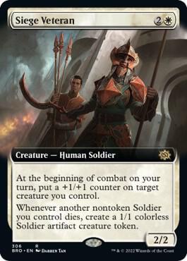 Siege Veteran (Extended Art) card from The Brothers' War