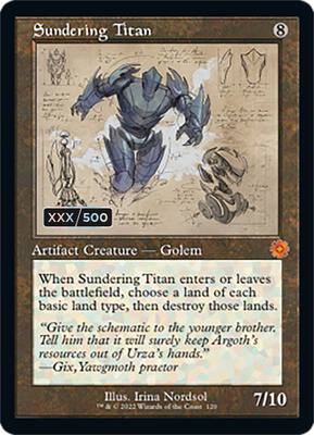 Sundering Titan (Schematic) (Serial Numbered) card from The Brothers' War: Retro Frame Artifacts