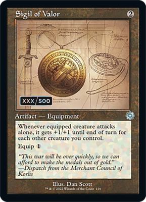 Sigil of Valor (Schematic) (Serial Numbered) card from The Brothers' War: Retro Frame Artifacts