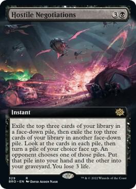 Hostile Negotiations (Extended Art) card from The Brothers' War