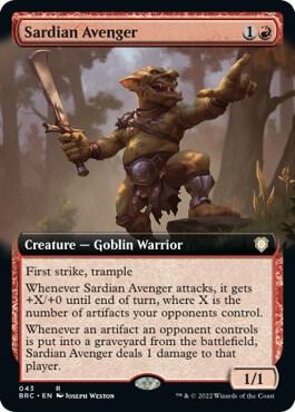 Sardian Avenger (Extended Art) card from Commander: The Brothers' War