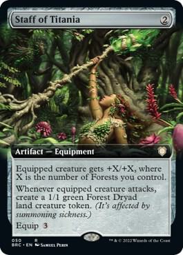 Staff of Titania (Extended Art) card from Commander: The Brothers' War