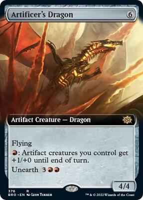 Artificer's Dragon (Extended Art) card from The Brothers' War