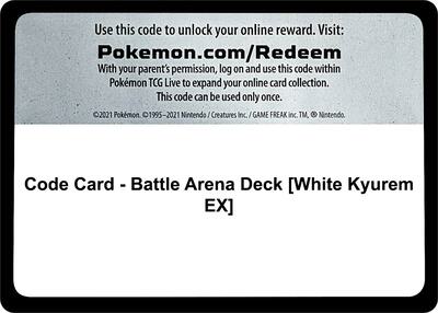 Code Card - Battle Arena Deck [White Kyurem EX] card from SM - Guardians Rising