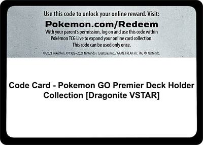 Code Card - Pokemon GO Premier Deck Holder Collection [Dragonite VSTAR] card from Pokemon GO