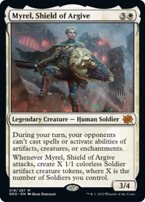 Myrel, Shield of Argive card from Promo Pack: The Brothers' War