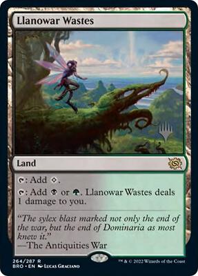 Llanowar Wastes card from Promo Pack: The Brothers' War