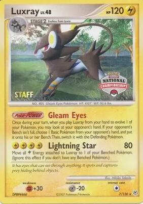 Luxray - 7/130 (National Championships) [Staff] card from League & Championship Cards