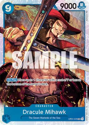 Dracule Mihawk card from Romance Dawn