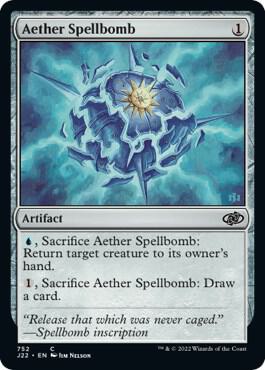 Aether Spellbomb card from Jumpstart 2022