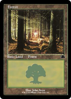 Forest (410) (Retro Frame) card from Dominaria Remastered