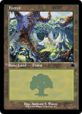 Forest (411) (Retro Frame) card from Dominaria Remastered