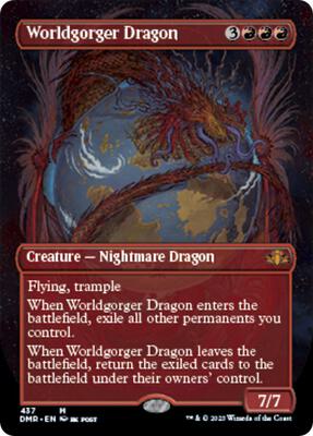 Worldgorger Dragon (Borderless) card from Dominaria Remastered
