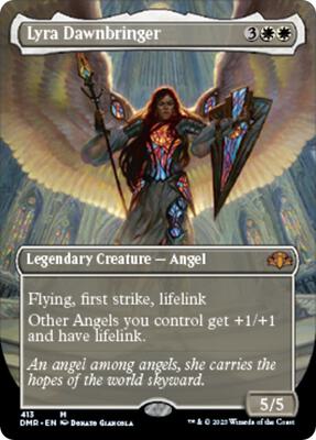 Lyra Dawnbringer (Borderless) card from Dominaria Remastered