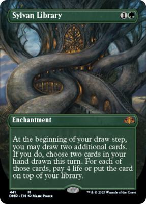 Sylvan Library (Borderless) card from Dominaria Remastered