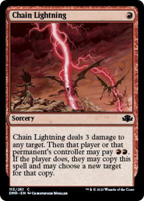 Chain Lightning card from Dominaria Remastered