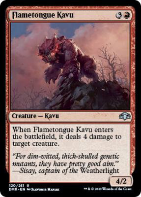 Flametongue Kavu card from Dominaria Remastered