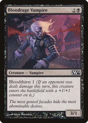 Bloodrage Vampire card from Magic 2012 (M12)