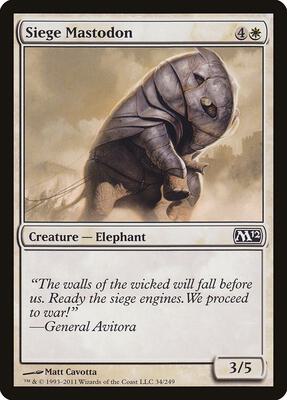 Siege Mastodon card from Magic 2012 (M12)
