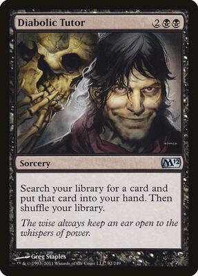 Diabolic Tutor card from Magic 2012 (M12)