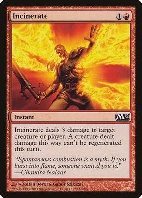 Incinerate card from Magic 2012 (M12)