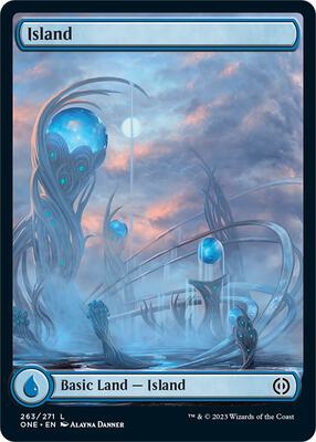 Island (263) - Full Art card from Phyrexia: All Will Be One