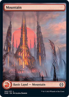 Mountain (265) - Full Art card from Phyrexia: All Will Be One
