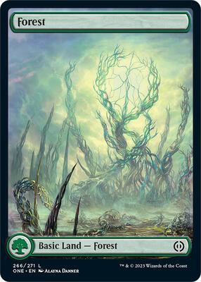 Forest (266) - Full Art card from Phyrexia: All Will Be One