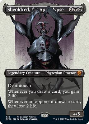 Sheoldred, the Apocalypse (Concept Praetor) card from Phyrexia: All Will Be One
