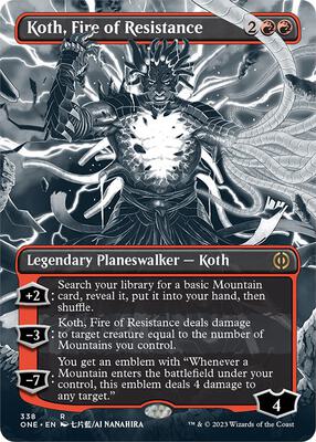 Koth, Fire of Resistance (Borderless) card from Phyrexia: All Will Be One