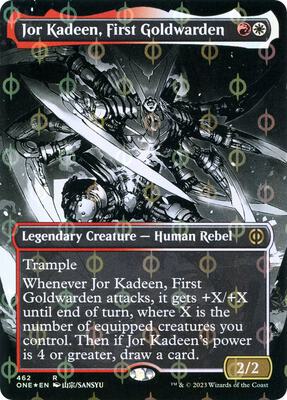 Jor Kadeen, First Goldwarden (Borderless) (Step-and-Compleat Foil) card from Phyrexia: All Will Be One