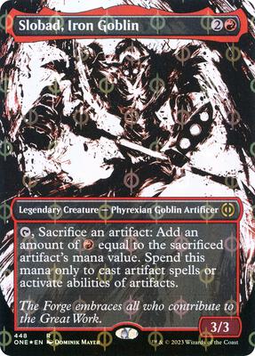 Slobad, Iron Goblin (Showcase) (Step-and-Compleat Foil) card from Phyrexia: All Will Be One