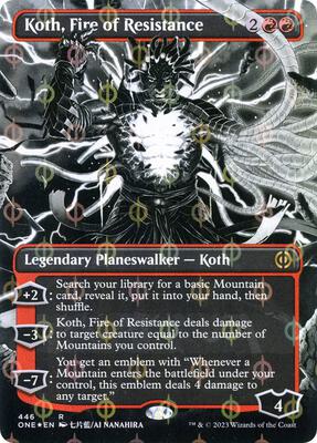Koth, Fire of Resistance (Borderless) (Step-and-Compleat Foil) card from Phyrexia: All Will Be One