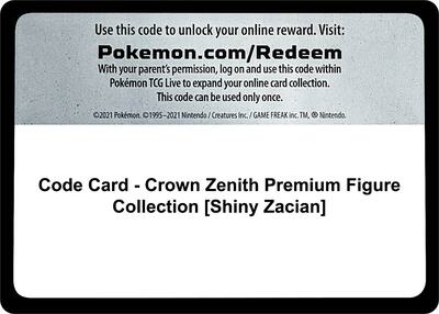Code Card - Crown Zenith Premium Figure Collection [Shiny Zacian] card from SWSH: Crown Zenith