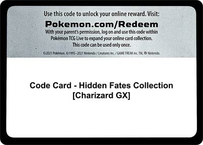 Code Card - Hidden Fates Collection [Charizard GX] card from Hidden Fates