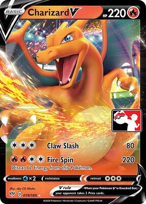 Charizard V - 019/189 card from Prize Pack Series Cards