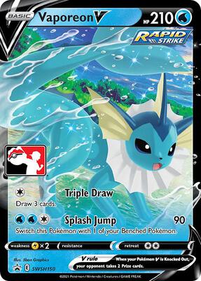 Vaporeon V - SWSH150 card from Prize Pack Series Cards