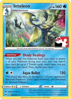 Inteleon - 058/202 card from Prize Pack Series Cards
