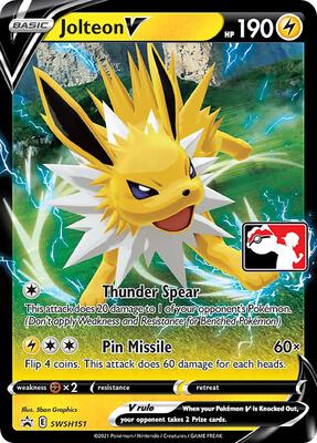 Jolteon V - SWSH151 card from Prize Pack Series Cards