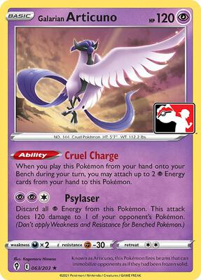 Galarian Articuno - 063/203 card from Prize Pack Series Cards