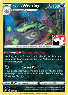 Galarian Weezing - 113/192 card from Prize Pack Series Cards