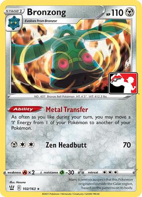 Bronzong - 102/163 card from Prize Pack Series Cards