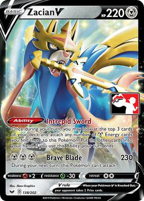 Zacian V - 138/202 card from Prize Pack Series Cards