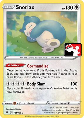 Snorlax - 131/185 card from Prize Pack Series Cards