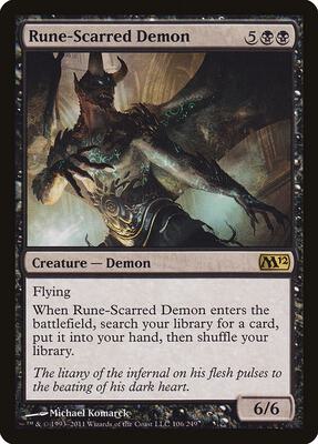 Rune-Scarred Demon card from Magic 2012 (M12)