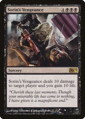 Sorin's Vengeance card from Magic 2012 (M12)
