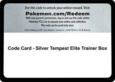 Code Card - Silver Tempest Elite Trainer Box card from SWSH12: Silver Tempest
