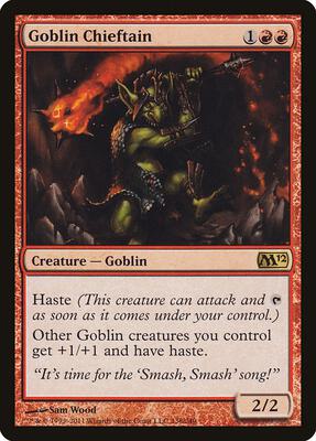 Goblin Chieftain card from Magic 2012 (M12)