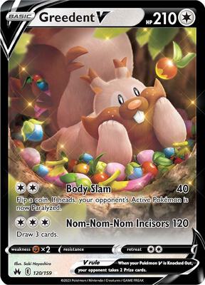 Greedent V card from SWSH: Crown Zenith