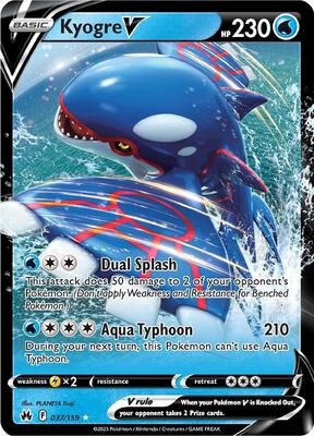 Kyogre V card from SWSH: Crown Zenith